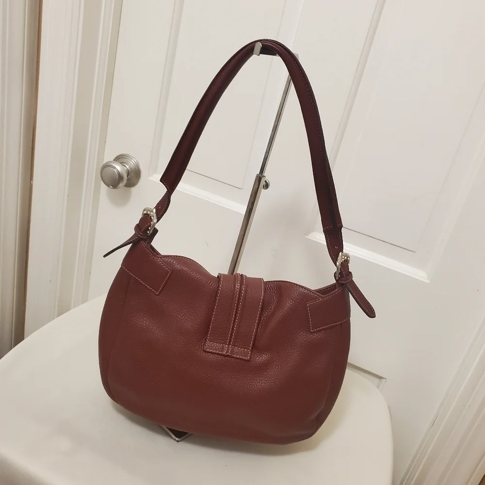 CATS Burgundy Pebble Grain Leather Hobo Bag, Classic